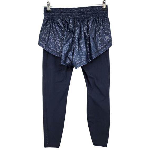 Athleta Rainier High Rise Pockets Navy Blue 2 in 1 Leggings Size Small Petite - Picture 5 of 5